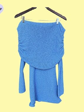 Meshki Blue Textured Knit Dress Size L